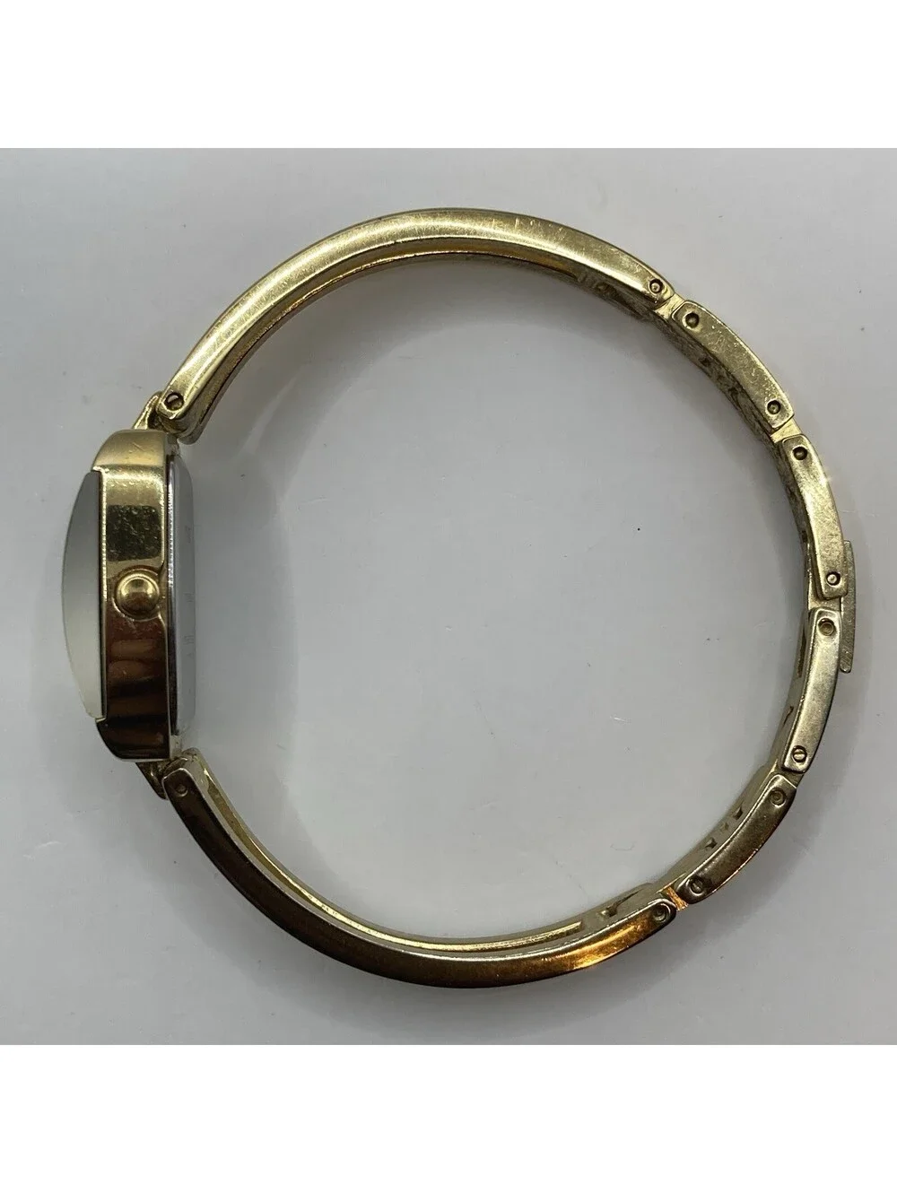 Vintage Timex Ladies Bangle Cuff Gold Tone Square Dial Watch Not Running